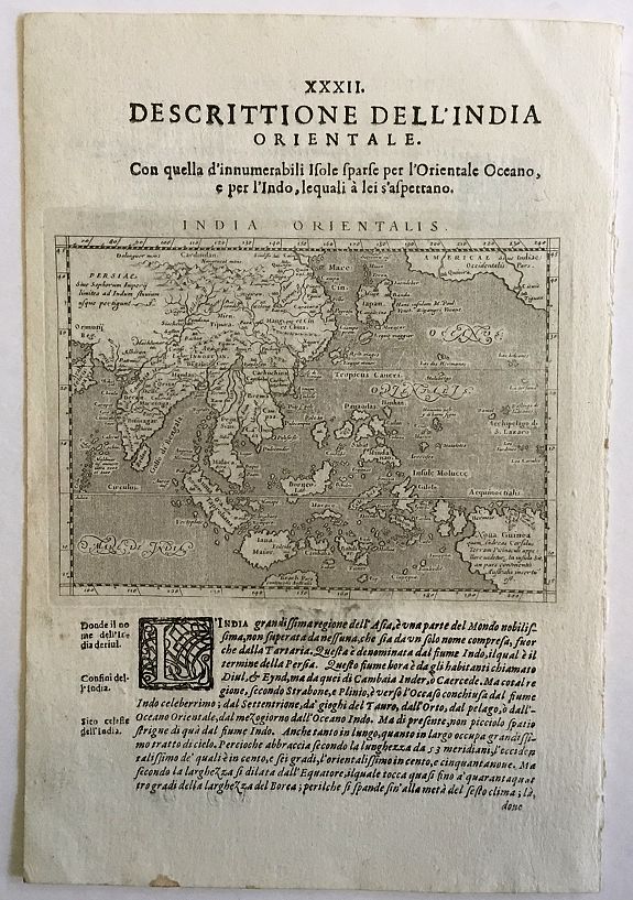 MAGINI, G., India Orientalis - Descrittione Dell'India Orientale., antique map, old maps