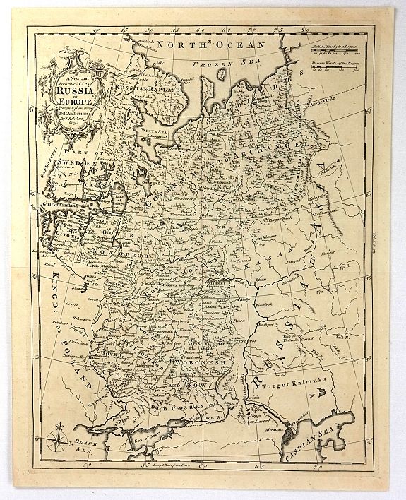 KITCHIN, T., A New and Accurate Map of Russia in Europe, antique map, old maps