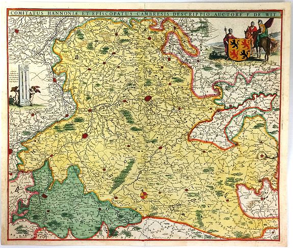 DE WIT, F., Comitatus Hannonia et Episcopatus Cambresis Descriptio Auctore, antique map, old maps