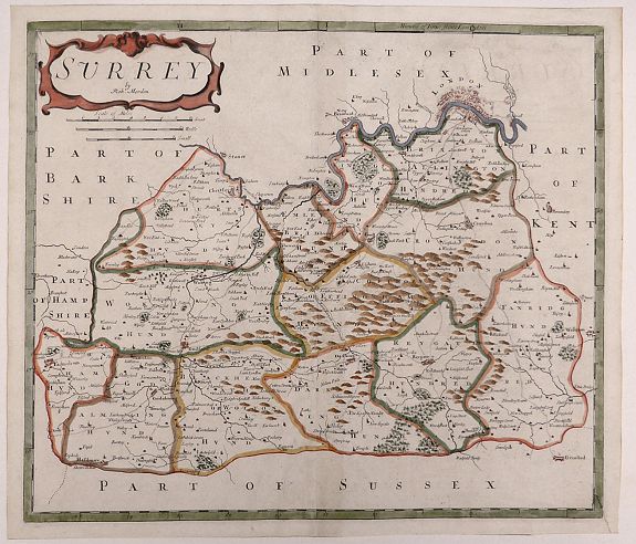 Robert Morden. , Surrey, antique map, old maps