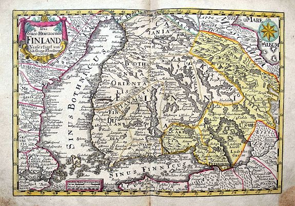 SCHREIBER, J. G., Das Gros=Hertzogthum Finland..., antique map, old maps
