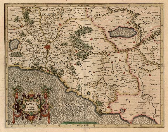 MERCATOR, G. , Latium nunc Campagna di Roma., antique map, old maps