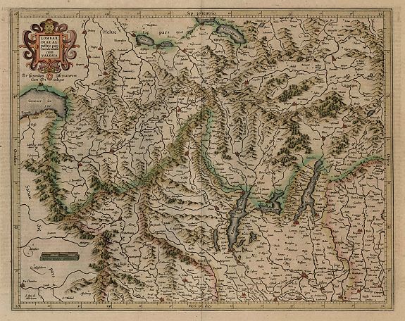 MERCATOR, G. , Lombardiae Alpetris Pars Occidentalis cum Valesia., antique map, old maps