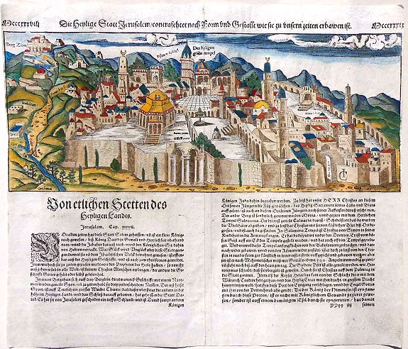 MÜNSTER, S., Die Heylige Statt Jerusalem., antique map, old maps
