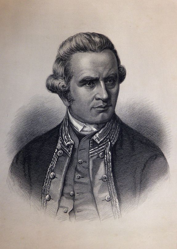 Henry Bryan Hall., Captain James Cook portrait with facsimile signature, antique map, old maps