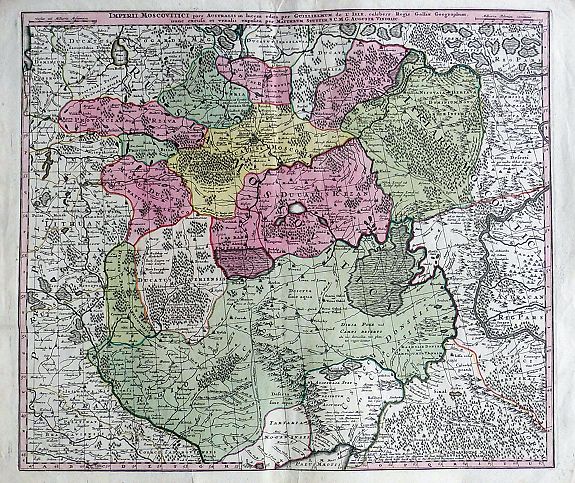 Seutter, M., imperi moscovitici pars australis, antique map, old maps
