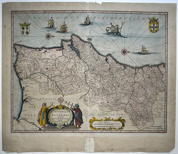 Jansson, Jan. , Portugallia et Algarbia quæ olim Lusitania. Auctore Vernando Alvero Secco. , antique map, old maps