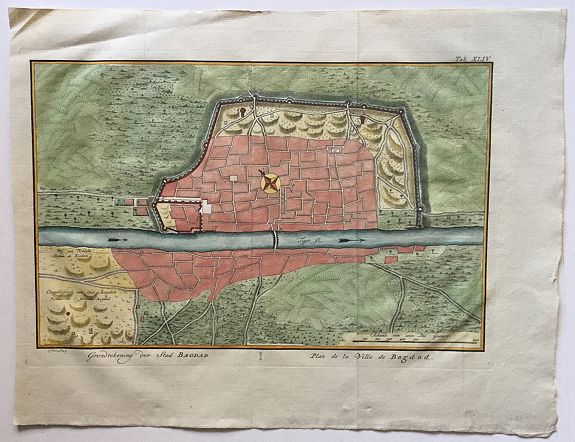 PHILIPS, C., Grontekening der Stad Bagdad., antique map, old maps