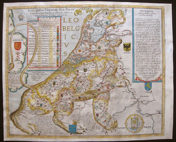 AITZING, MICHAEL VON. (Aitsinger, Eytzinger), Leo Belgicus., antique map, old maps