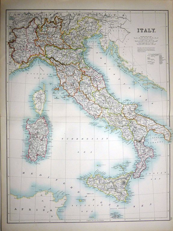 BLACK, Adam & Charles, ITALY., antique map, old maps