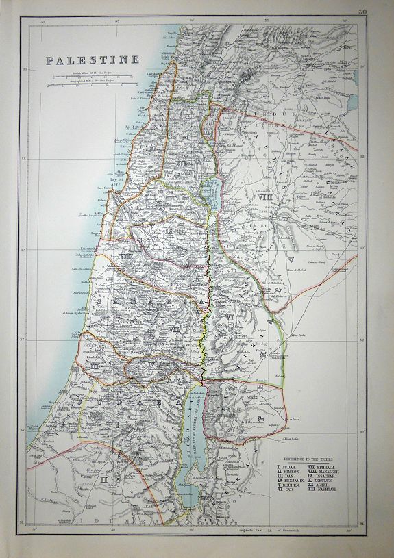 BLACK, Adam & Charles, Palestine., antique map, old maps