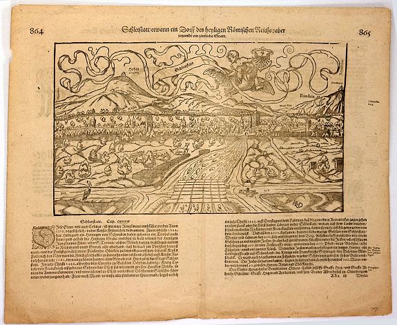 MÜNSTER, S., Schletstatt erwan ein Dorff des Heiligen Römischen Reichs., antique map, old maps