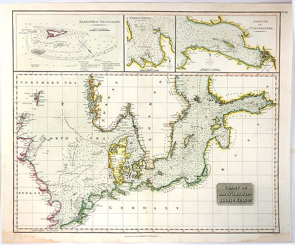 THOMSON, J., Chart of the North and Baltic Seas, antique map, old maps