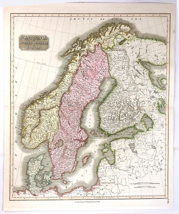 THOMSON, J., Scandinavia, or Sweden, Denmark & Norway, antique map, old maps