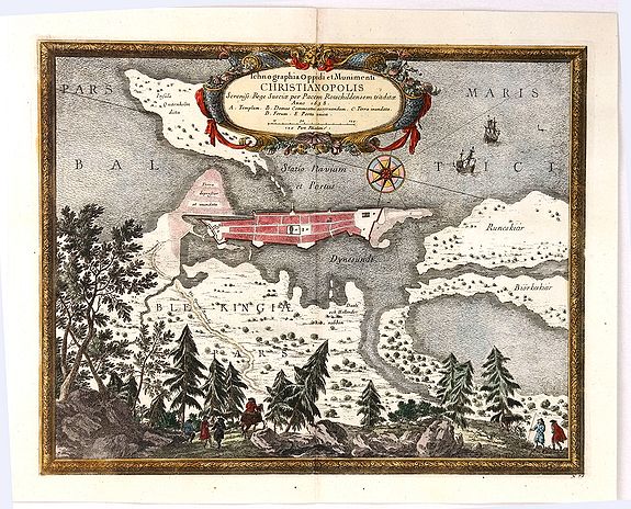 DAHLBERGH, E., Ichnographia Oppidi et Munimenti Christianopolis …, antique map, old maps