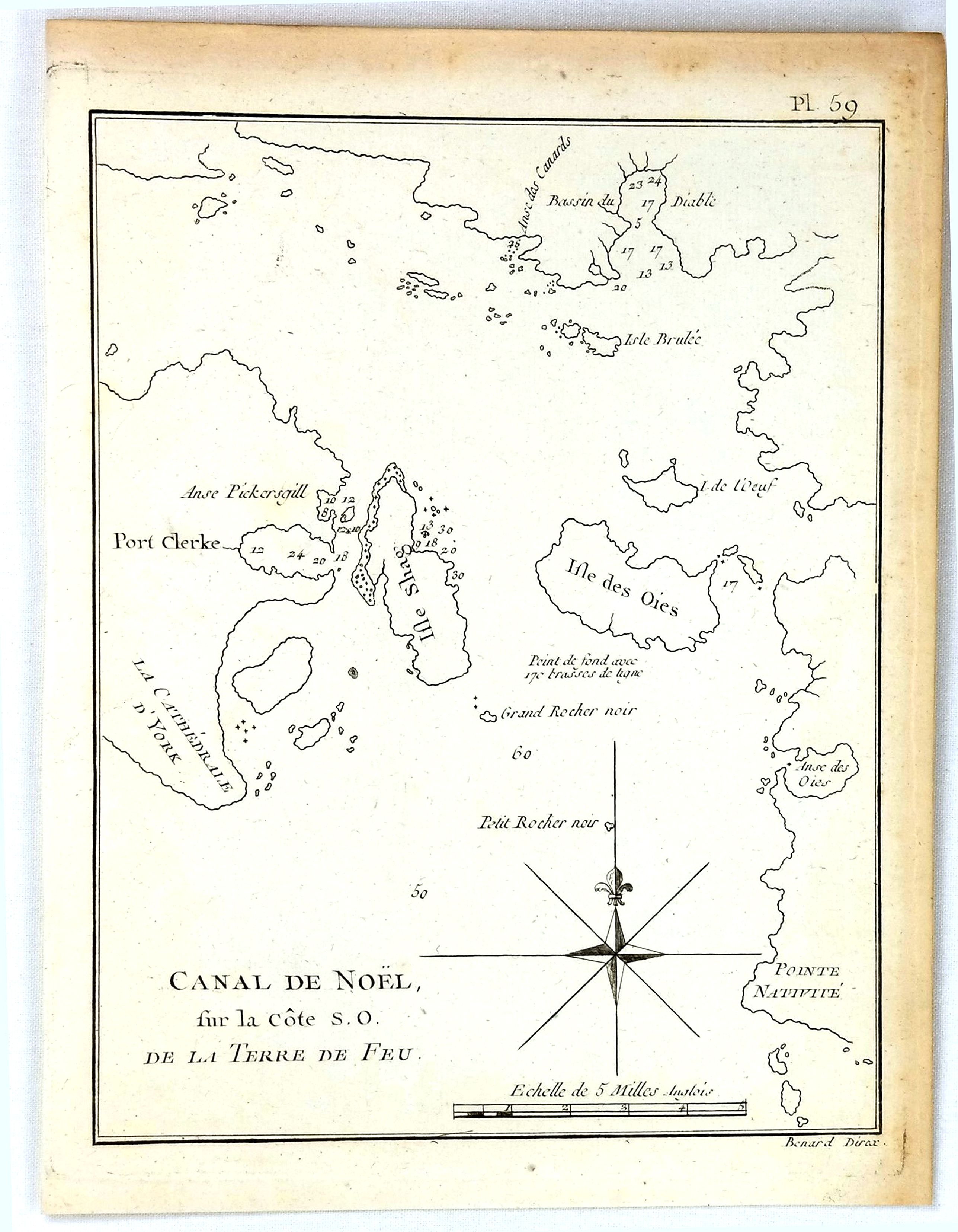 COOK, J., Canal de Noël sur la côte S.O. de la Terre de Feu., antique map, old maps