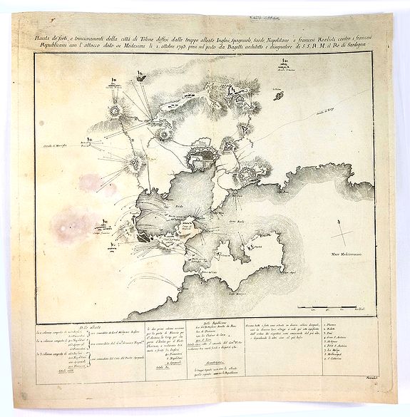 CHIANALE., Pianta di Forti, e Trincieramenti Della Vitta di Tolone, antique map, old maps