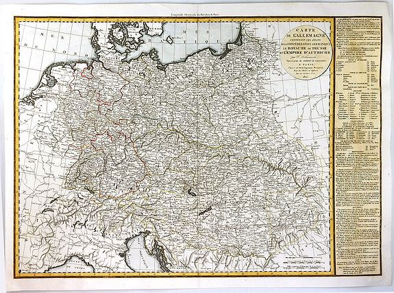 DELAMARCHE, F., Carte de l'Allemagne Contenant les Etats de la Confédération Germanique, le Royaume de Prusse., antique map, old maps