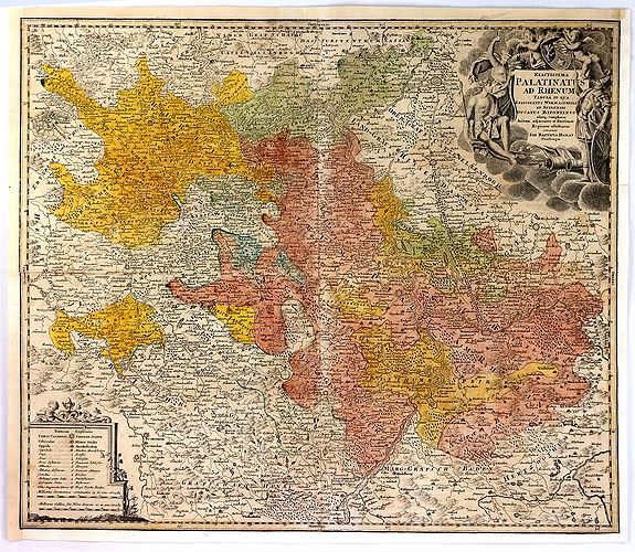 HOMANN, J., Exactissima Palatinatus Ad Rhenum Tabula, In Qua Episcopus Wormaciensis et Spirensis Ducatus , antique map, old maps