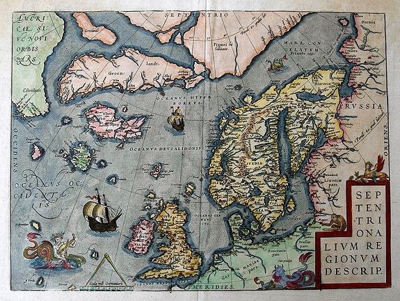 ORTELIUS, A., Septentrionalium Regionum Descrip., antique map, old maps