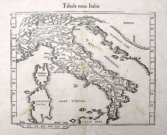 FRIES, L., Tabula nova Italiae., antique map, old maps