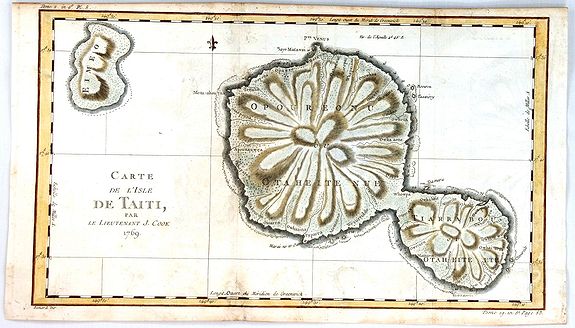 COOK. J., Carte de l'isle de Tahiti., antique map, old maps