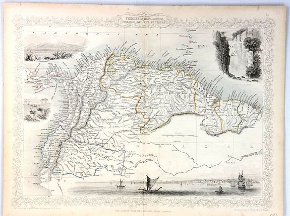 TALLIS, J., Venezuela, New Granada, Ecuador and the Guayanas, antique map, old maps