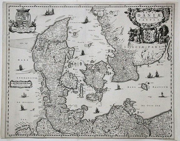 BORMEESTER, J., Regni DANIAE, Novissima et Accuratissima Tabula, 1698, antique map, old maps