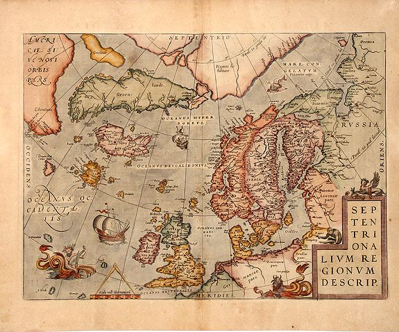 ORTELIUS, A., SEPTENTRIONALIUM REGIONUM DESCRIP, 1598, antique map, old maps