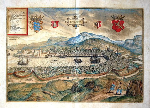 BRAUN, G. / HOGENBERG, F., Bergen., antique map, old maps