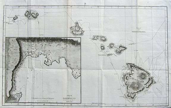 COOK, J., Chart of the Sandwich Islands., antique map, old maps