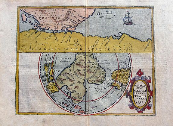 METELLUS, J., Chica sive Patagonica et Australis terra. 1598., antique map, old maps