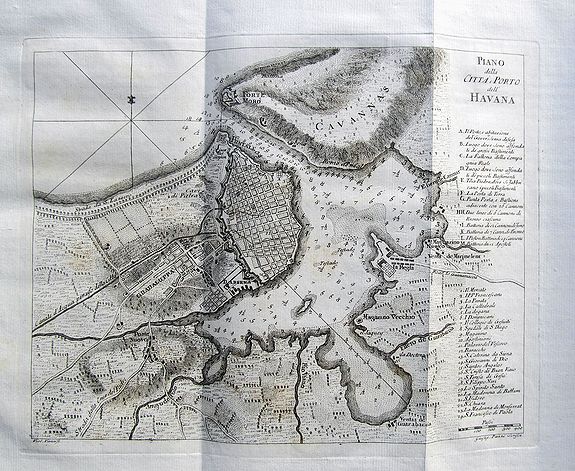 PAZZI, G., Piano della Città e Porto dell' Havana., antique map, old maps