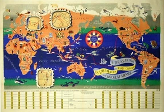 JANNT, J.B. , Le Tour du Monde en 120 Images Grand Concours du Chocolat Menier., antique map, old maps