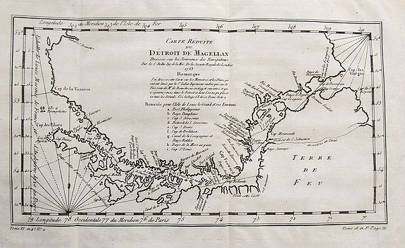 BELLIN, J.N., Carte Reduite Du Détroit de Magellan..., antique map, old maps