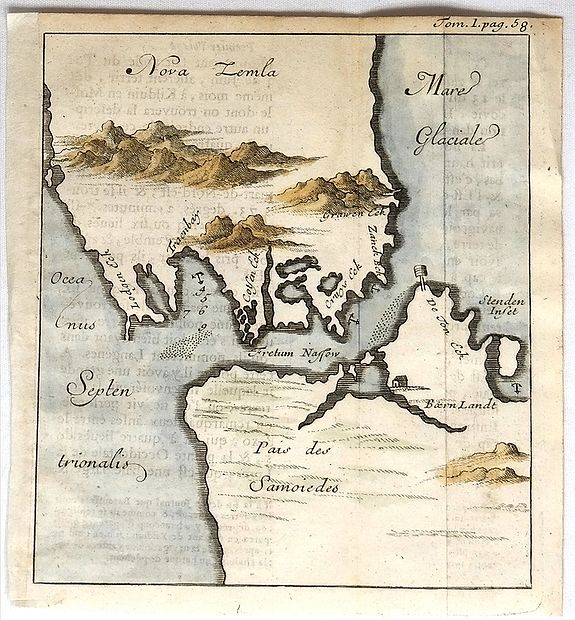 RENNEVILLE, R., Nova Zemla., antique map, old maps