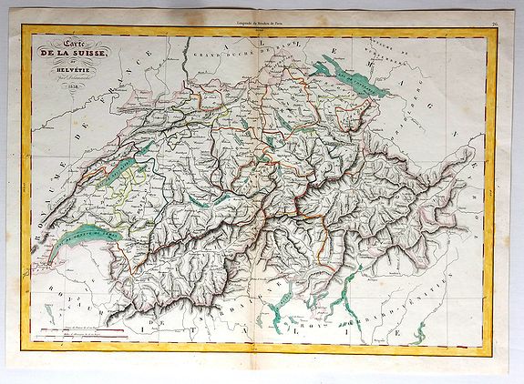 DELAMARCHE, F., Carte de la Suisse, or Helvetie, par Delamarche, 1858., antique map, old maps