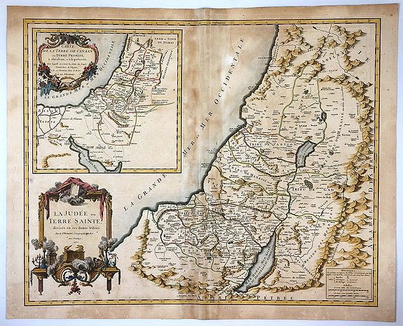 VAUGONDY, R., La Judee ou Terre Sainte Divisee en ses Douze Tribus., antique map, old maps
