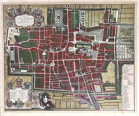 BEEK, A. / ROUSSET, J., Nieuwe platte grond van 's Gravenhage met de Publicque Gebouwen., antique map, old maps