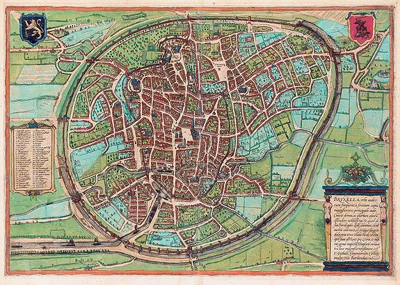 BRAUN,G. & HOGENBERG, F. , Bruxella..., antique map, old maps