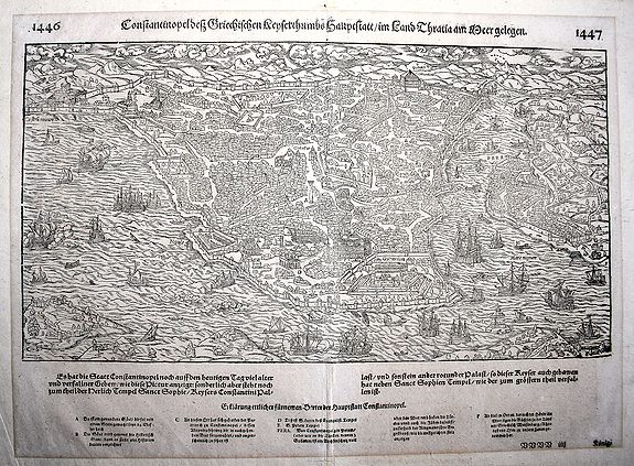 MÜNSTER, S., Constantinopel., antique map, old maps