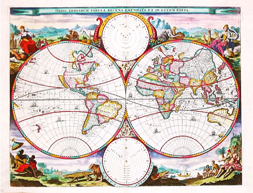 Pieter Keur, Pieter Rotterdam Pieter Rottrdam de , Orbis Terrarum Tabula Recens Emendata Et In Lucem Edita., antique map, old maps