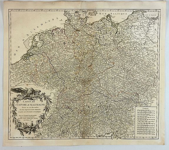 VAUGONDY, Robert., Carte de L’Empire D’Allemagne Divise en Ses Dix Cercles., antique map, old maps