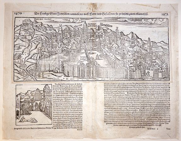 MÜNSTER, S., Jerusalem., antique map, old maps