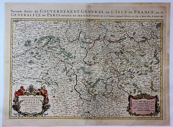 JAILLOT, A., Gouvernement Generalite de Paris Divisee en Eslections., antique map, old maps