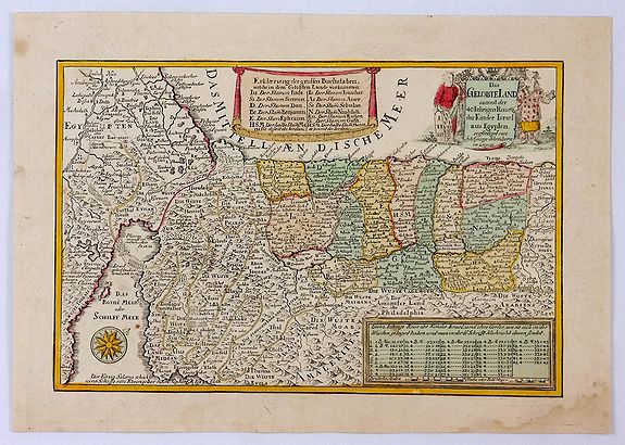 SCHREIBER, J., Das Gelobte LandSsammt der 40 Jærigen Reise de Kinder Israel aus Egypten., antique map, old maps