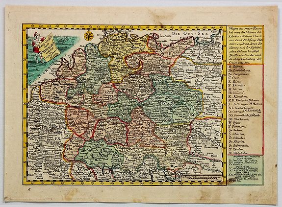 SCHREIBER, J., Reise Charte Durch Deutschland., antique map, old maps