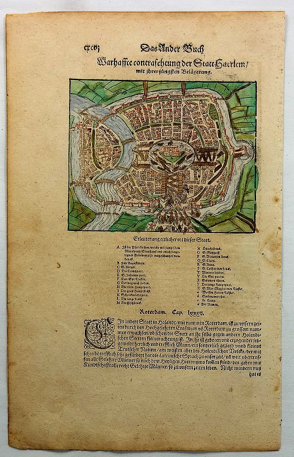 MÜNSTER, S., Barhasste Contraschtung der Statt Haerlem., antique map, old maps