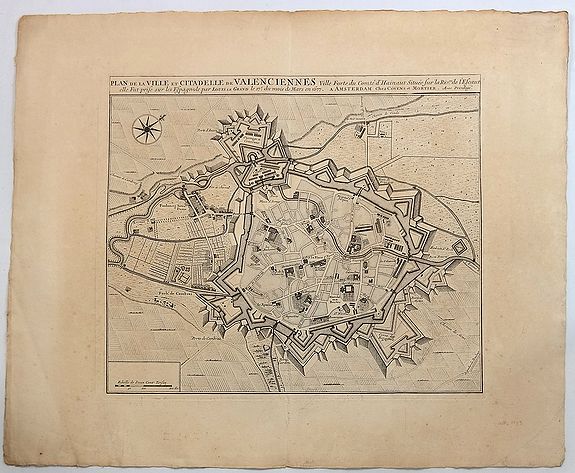 COVENS, C. / MORTIER, P., Plan de la Ville et Citadelle de Valenciennes., antique map, old maps