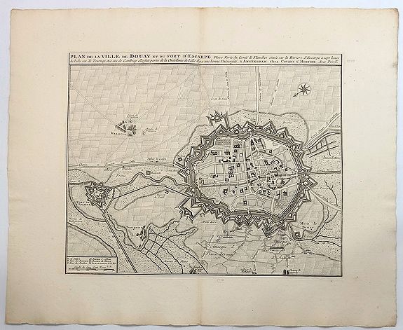 COVENS, C. / MORTIER, P., Plan de la Ville de Douay et du Fort D'Escarpe., antique map, old maps